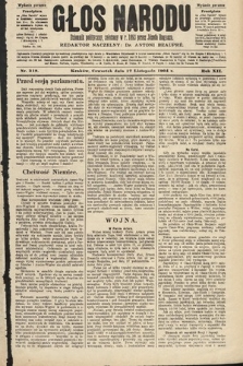 Głos Narodu : dziennik polityczny, założony w roku 1893 przez Józefa Rogosza (wydanie poranne). 1904, nr 319