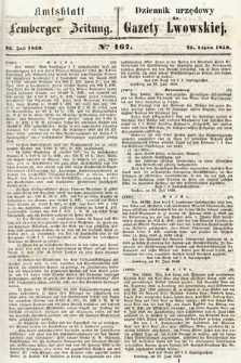 Amtsblatt zur Lemberger Zeitung = Dziennik Urzędowy do Gazety Lwowskiej. 1859, nr 167