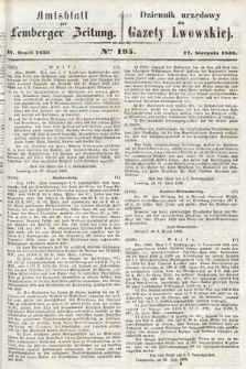 Amtsblatt zur Lemberger Zeitung = Dziennik Urzędowy do Gazety Lwowskiej. 1859, nr 195