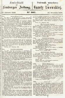 Amtsblatt zur Lemberger Zeitung = Dziennik Urzędowy do Gazety Lwowskiej. 1859, nr 207