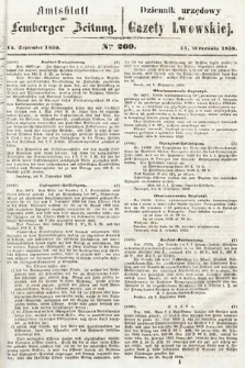 Amtsblatt zur Lemberger Zeitung = Dziennik Urzędowy do Gazety Lwowskiej. 1859, nr 209