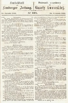 Amtsblatt zur Lemberger Zeitung = Dziennik Urzędowy do Gazety Lwowskiej. 1859, nr 218