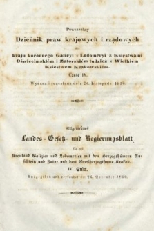 Powszechny Dziennik Praw Krajowych i Rządowych [...] = Allgemeines Landes-Gesetz- und Regierungs-Blatt [...]. 1850, cz. 4