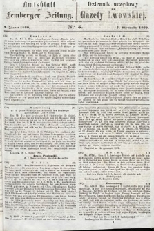 Amtsblatt zur Lemberger Zeitung = Dziennik Urzędowy do Gazety Lwowskiej. 1860, nr 5