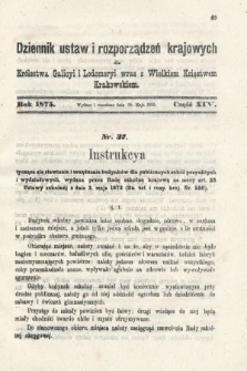 Dziennik Ustaw i Rozporządzeń Krajowych dla Królestwa Galicyi i Lodomeryi wraz z Wielkiem Księstwem Krakowskiem. 1875, cz. 14