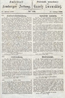 Amtsblatt zur Lemberger Zeitung = Dziennik Urzędowy do Gazety Lwowskiej. 1860, nr 34