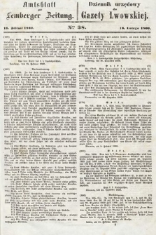 Amtsblatt zur Lemberger Zeitung = Dziennik Urzędowy do Gazety Lwowskiej. 1860, nr 38