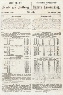 Amtsblatt zur Lemberger Zeitung = Dziennik Urzędowy do Gazety Lwowskiej. 1860, nr 45