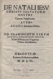 De Natali Iesv Christi Salvatoris Nostri Carmen Sapphicum