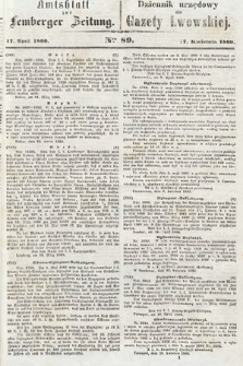 Amtsblatt zur Lemberger Zeitung = Dziennik Urzędowy do Gazety Lwowskiej. 1860, nr 89