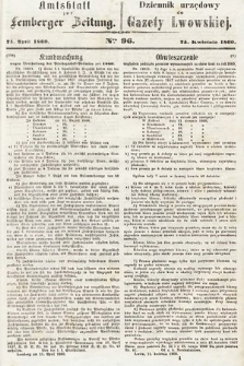 Amtsblatt zur Lemberger Zeitung = Dziennik Urzędowy do Gazety Lwowskiej. 1860, nr 96