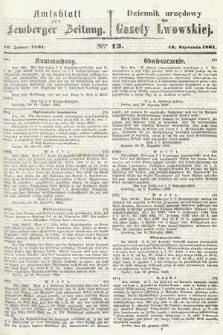 Amtsblatt zur Lemberger Zeitung = Dziennik Urzędowy do Gazety Lwowskiej. 1861, nr 13