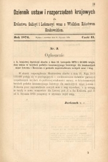 Dziennik Ustaw i Rozporządzeń Krajowych dla Królestwa Galicyi i Lodomeryi wraz z Wielkiem Księstwem Krakowskiem. 1876, nr 2