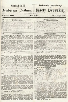 Amtsblatt zur Lemberger Zeitung = Dziennik Urzędowy do Gazety Lwowskiej. 1861, nr 42