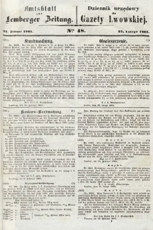 Amtsblatt zur Lemberger Zeitung = Dziennik Urzędowy do Gazety Lwowskiej. 1861, nr 48