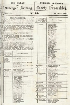 Amtsblatt zur Lemberger Zeitung = Dziennik Urzędowy do Gazety Lwowskiej. 1861, nr 70