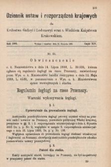 Dziennik Ustaw i Rozporządzeń Krajowych dla Królestwa Galicyi i Lodomeryi wraz z Wielkiem Księstwem Krakowskiem. 1889, cz. 14