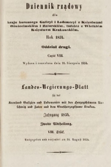 Dziennik Rządowy dla Kraju Koronnego Galicyi i Lodomeryi [...] = Landes-Regierungs-Blatt für das Kronland Galizien und Lodomerien [...]. 1854, oddział 2, cz. 8