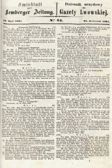 Amtsblatt zur Lemberger Zeitung = Dziennik Urzędowy do Gazety Lwowskiej. 1861, nr 94