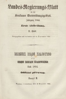 Dziennik Rządu Krajowego dla Obrębu Zarządu Krakowskiego. 1854, oddział 1, z. 2