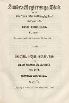 Dziennik Rządu Krajowego dla Obrębu Zarządu Krakowskiego. 1854, oddział 1, z. 6