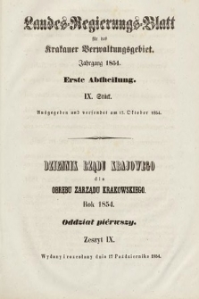 Dziennik Rządu Krajowego dla Obrębu Zarządu Krakowskiego. 1854, oddział 1, z. 9