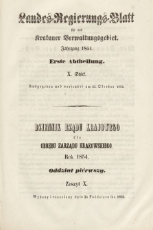 Dziennik Rządu Krajowego dla Obrębu Zarządu Krakowskiego. 1854, oddział 1, z. 10