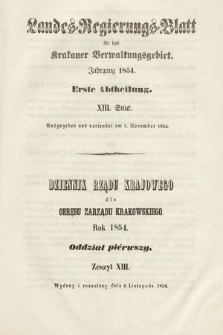 Dziennik Rządu Krajowego dla Obrębu Zarządu Krakowskiego. 1854, oddział 1, z. 13
