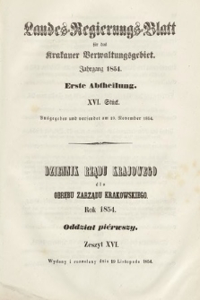 Dziennik Rządu Krajowego dla Obrębu Zarządu Krakowskiego. 1854, oddział 1, z. 16