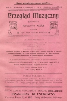 Przegląd Muzyczny : dwutygodnik poświęcony muzyce. 1911, nr 3