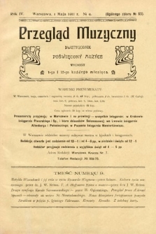 Przegląd Muzyczny : dwutygodnik poświęcony muzyce. 1911, nr 9