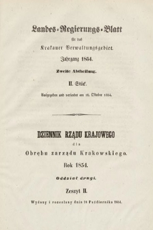 Dziennik Rządu Krajowego dla Obrębu Zarządu Krakowskiego. 1854, oddział 2, z. 2