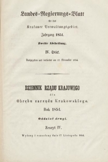 Dziennik Rządu Krajowego dla Obrębu Zarządu Krakowskiego. 1854, oddział 2, z. 4