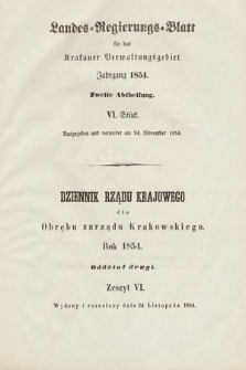 Dziennik Rządu Krajowego dla Obrębu Zarządu Krakowskiego. 1854, oddział 2, z. 6