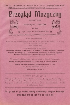 Przegląd Muzyczny : dwutygodnik poświęcony muzyce. 1911, nr 12