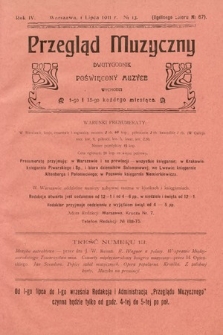 Przegląd Muzyczny : dwutygodnik poświęcony muzyce. 1911, nr 13