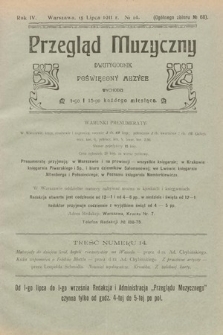 Przegląd Muzyczny : dwutygodnik poświęcony muzyce. 1911, nr 14