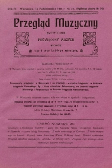 Przegląd Muzyczny : dwutygodnik poświęcony muzyce. 1911, nr 20