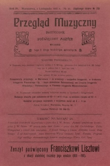 Przegląd Muzyczny : dwutygodnik poświęcony muzyce. 1911, nr 21