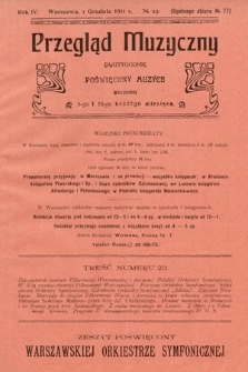 Przegląd Muzyczny : dwutygodnik poświęcony muzyce. 1911, nr 23