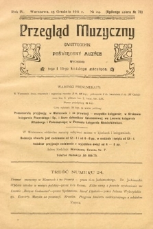 Przegląd Muzyczny : dwutygodnik poświęcony muzyce. 1911, nr 24