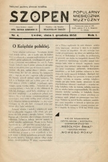 Szopen : popularny miesięcznik muzyczny. 1932, nr 4