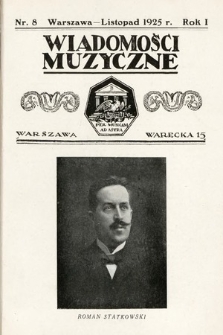 Wiadomości Muzyczne. 1925, nr 8