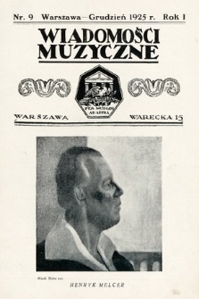 Wiadomości Muzyczne. 1925, nr 9