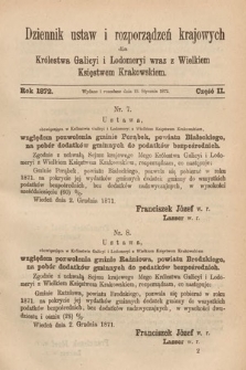 Dziennik Ustaw i Rozporządzeń Krajowych dla Królestwa Galicyi i Lodomeryi wraz z Wielkiem Księstwem Krakowskiem. 1872, cz. 2