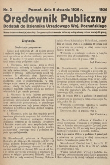 Orędownik Publiczny : dodatek do Dziennika Urzędowego Województwa Poznańskiego. 1926, nr 2