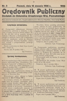 Orędownik Publiczny : dodatek do Dziennika Urzędowego Województwa Poznańskiego. 1926, nr 3