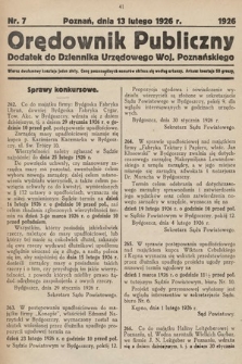 Orędownik Publiczny : dodatek do Dziennika Urzędowego Województwa Poznańskiego. 1926, nr 7