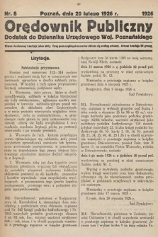 Orędownik Publiczny : dodatek do Dziennika Urzędowego Województwa Poznańskiego. 1926, nr 8