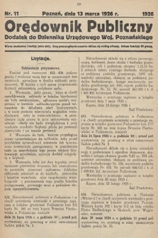 Orędownik Publiczny : dodatek do Dziennika Urzędowego Województwa Poznańskiego. 1926, nr 11